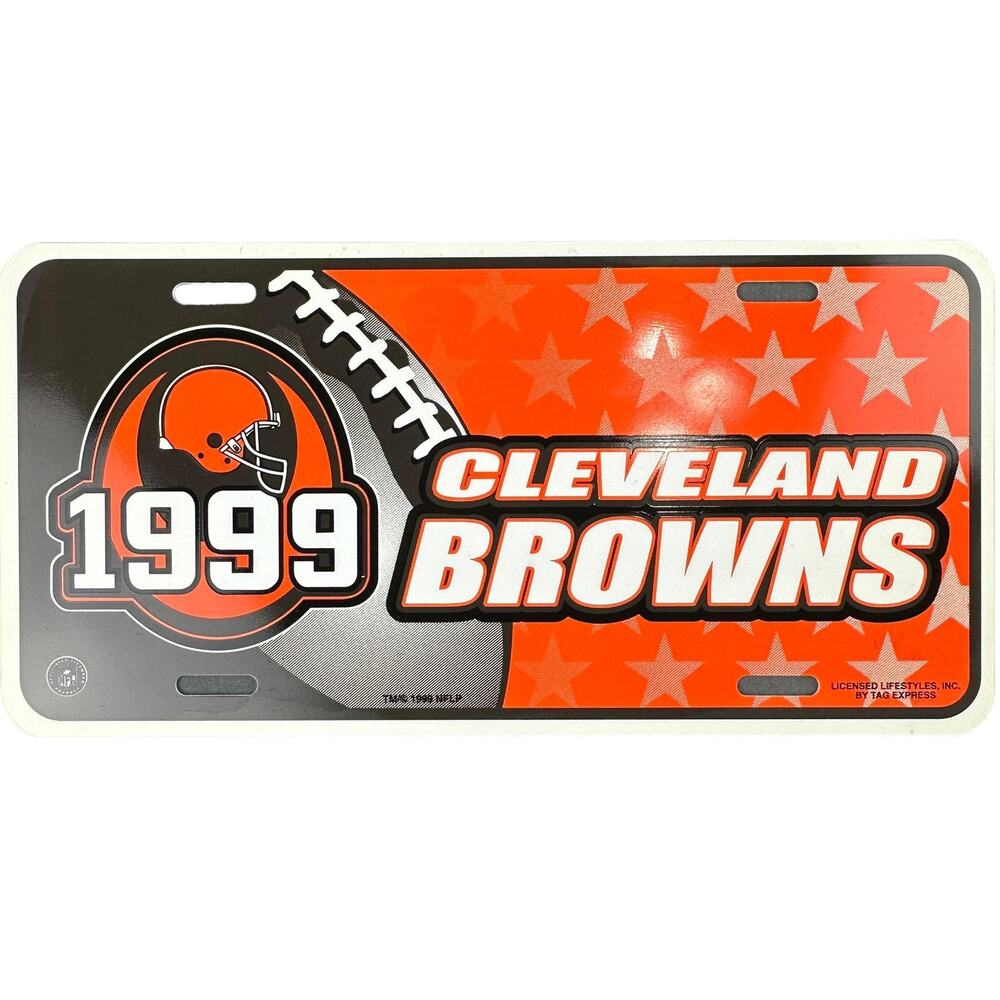 Vintage NFL Cleveland Browns 1999 Car License Plate Browns Fan Decal (Plastic)